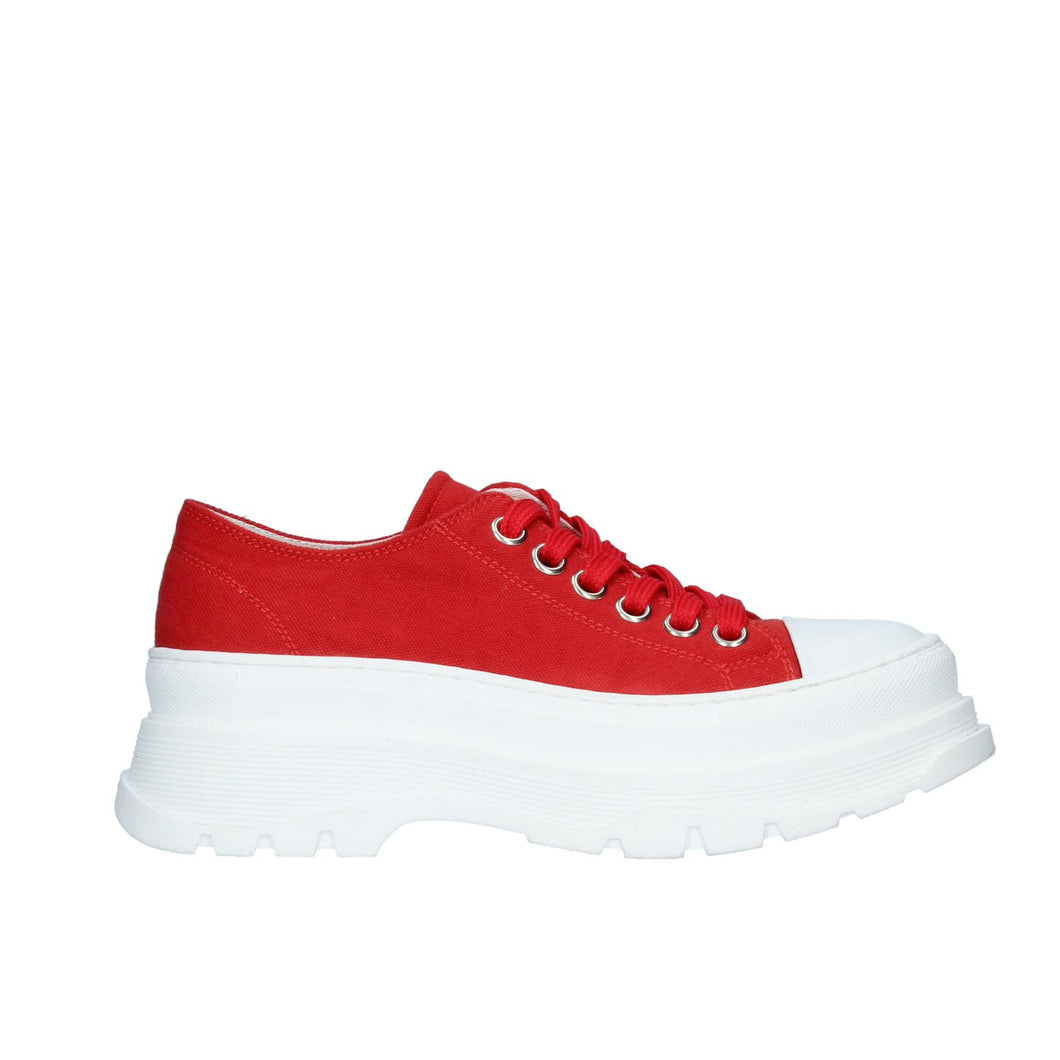 Sneakers con suola rialzata rossa