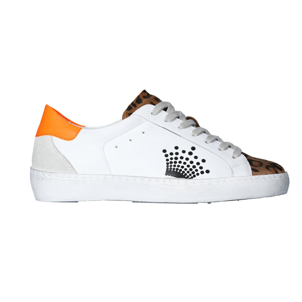 Sneakers in pelle con dettagli leopardati